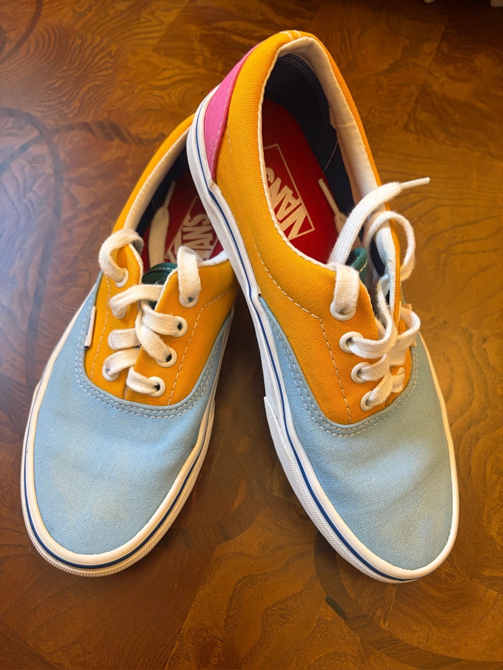 Vans Colorblock Canvas Low-Top Sneakers - Light Blue, Yellow, Pink